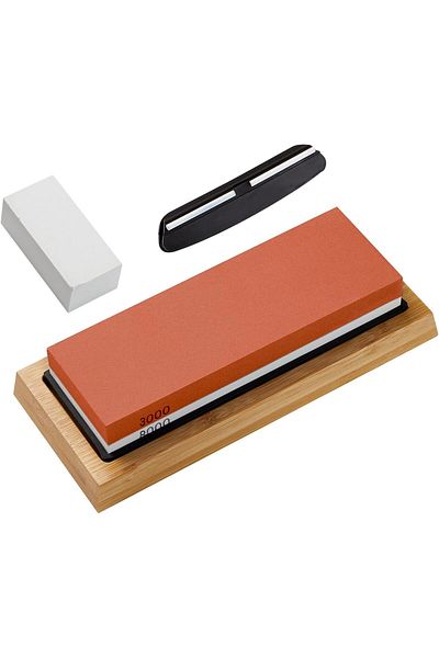 Inkbird 2-in-1 Whetstone Knife Sharpener Stone Dual Sides 3000/8000 Grit Non-Slip Bamboo Base for Ki
