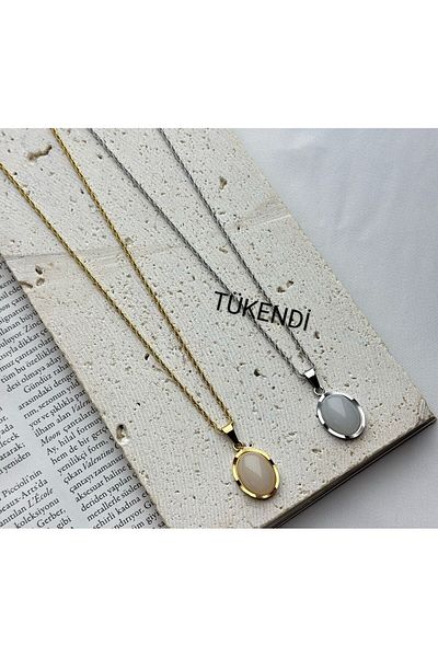 CA SHOPPİNG Mink Almond Stone Steel Anti-Tarnishing Necklace