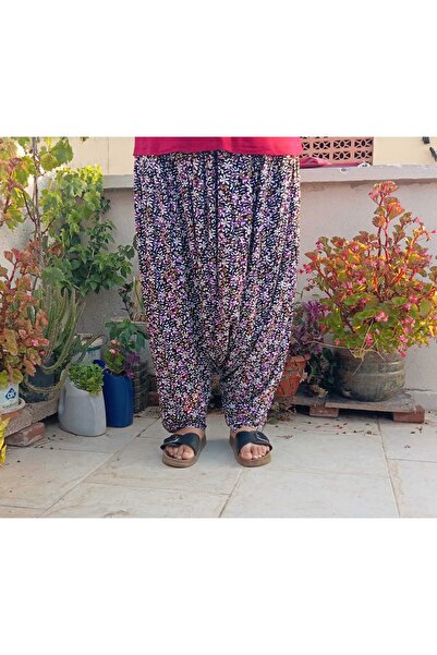 MEŞHUR ŞALVARCI PELİN Pantaloni largi pentru mamă, cu model, buzunare, talie elastică