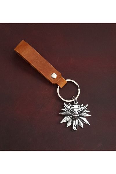 BSN Store Wolf Figure Genuine Leather Keychain Gift Keychain