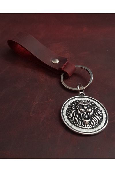 BSN Store Lion Premium Figure Genuine Leather Keychain