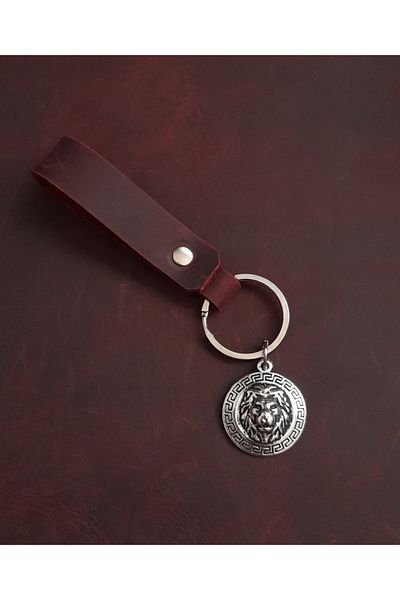 BSN Store Lion Figure Genuine Leather Keychain Gift Keychain