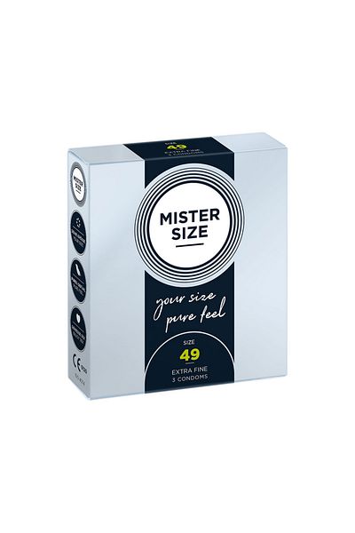 Mister Size Condoms, Mister Size, Pure Feel 49 mm, set of 3 pieces