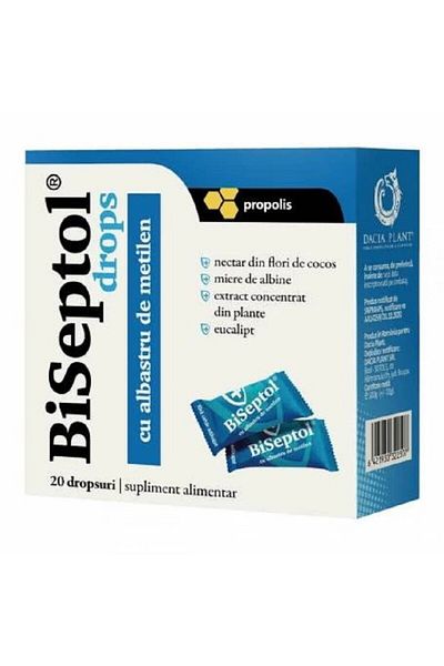Dacia Plant Biseptol Lozenges With Methylene Blue 20 Pieces