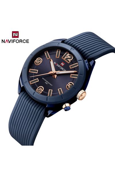 Naviforce Sophisticated Navy Blue Analog Watch – 32mm Case, Silicone Strap, Water Resistant