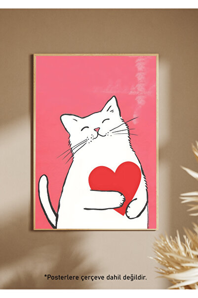 One Little Happiness LOVE CAT Αφίσα Αισθητική αφίσα τοίχου, αφίσα χωρίς πλαίσιο