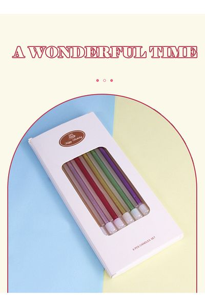 L&Wen Long Thin Metallic Birthday Candles, Birthday Party, Wedding Decorations (6 Count, Champagne Gold)