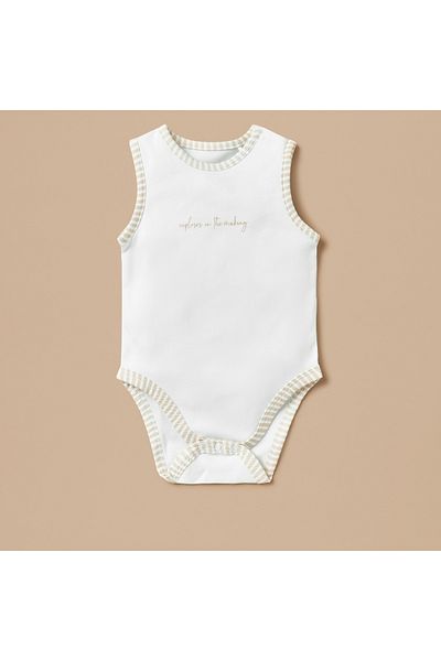 Juniors Typographic Print Sleeveless Bodysuit with Snap Button Closure