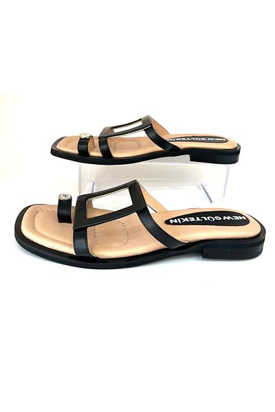 NEWGÜLTEKİN Genuine Leather Full Summer Belted Very Comfortable and Stylish Slippers