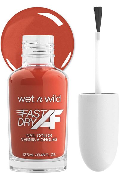 WET N WİLD Fast Dry AF Nail Polish Color, Orange-Red Toasted Quick Drying - 40 Seconds - 5 Days, Shine
