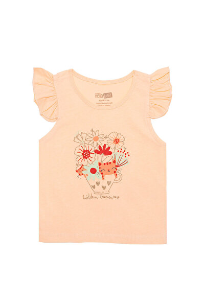 ebebek Hello Baby Hellobaby Basic Girl's Flower and Cat Printed Tank Top T-Shirt Baby Girl