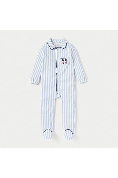 giggles Striped Closed Feet Sleepsuit with Button Closure