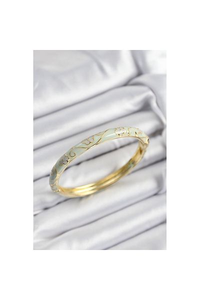 Skygo Mineli Brass Water Green Flower Motif Gold Color Women's Handcuffs - Tj-Bb7385