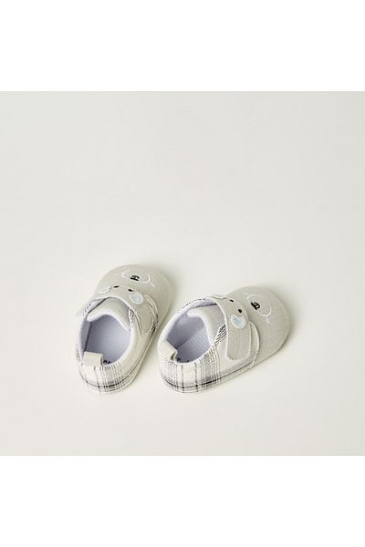 Juniors Mouse Applique Booties with Hook and Loop Closure