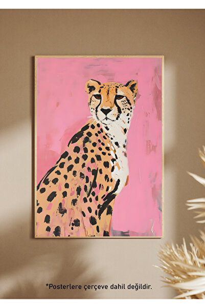 One Little Happiness Αφίσα PINK CHEETA Αισθητική αφίσα τοίχου, αφίσα χωρίς πλ...