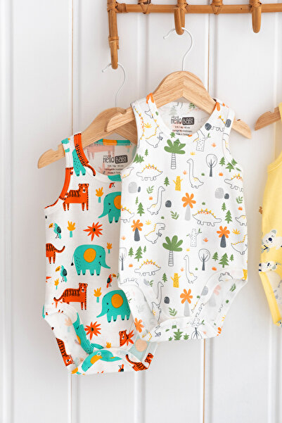 Hello Baby %100 Pamuk 4lü Desenli Bebek Çocuk Atlet