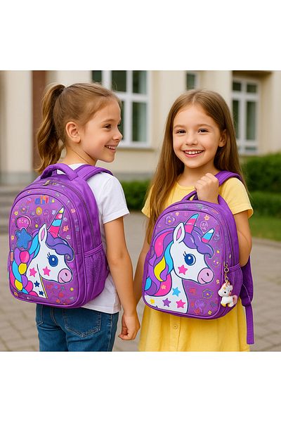 MUGGLE Geantă de școală pentru fete colorată cu unicorn strălucitor