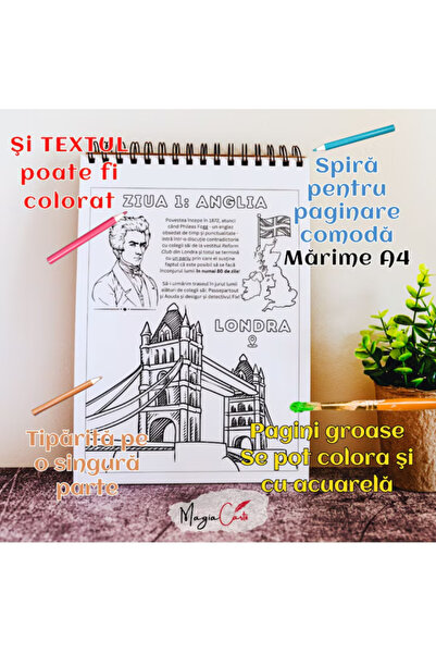 Magia Cartii Ocolul pamantului in 80 de zile de Jules Verne, Carte de colorat, A4, MAGIA CARTII, seria Opin Puk