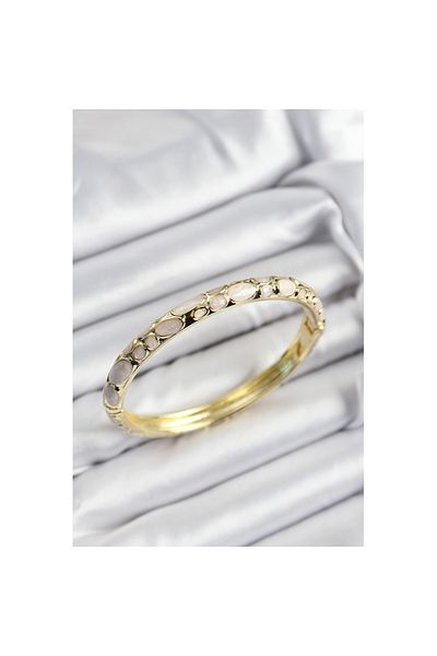 Skygo Mineli Brass Cream Honeycomb Motif Gold Color Women's Handcuffs - Tj-Bb7405