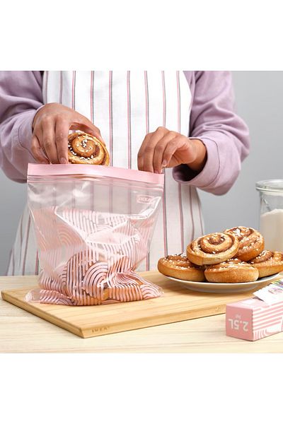 IKEA Resealable bag, patterned/pale pink, 2.5 l 20 Pack