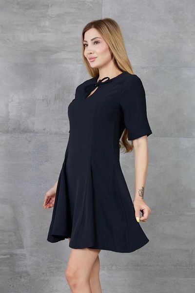 NEW LAVİVA Women's Black Short Sleeve Etegi Flounced Crepe Cup Dress 700-3752
