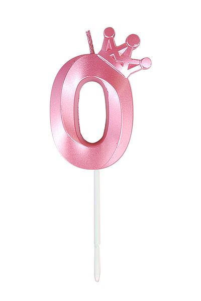 L&Wen Number Birthday Candles, Number 0 Cake Candles for Birthday, Wedding (1Pc, Pink)