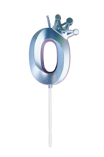 L&Wen Number Birthday Candles, Number 0 Cake Candles for Birthday, Wedding (1Pc, Blue)