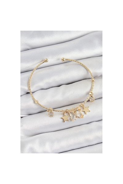 Skygo Brass Zircon Stone Butterfly and Star Model Gold Color Charm Bracelet - Tj-Bb7355