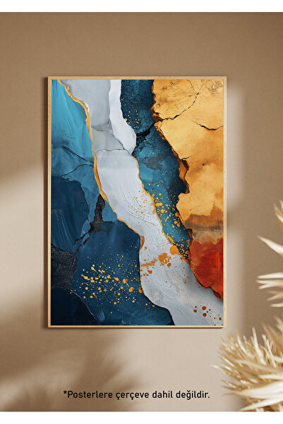 One Little Happiness GOLD BLUE Αφίσα Αισθητική Αφίσα Τοίχου , Αφίσα χωρίς πλα...