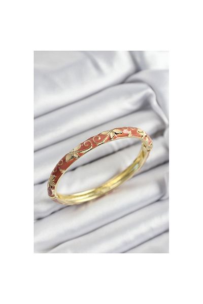 Skygo Mineli Brass Cream Flower Motif Gold Color Women's Handcuffs - Tj-Bb7419