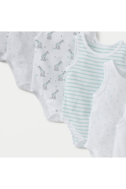 Juniors Printed Sleeveless Bodysuit with Snap Buton Closure - Set of 7