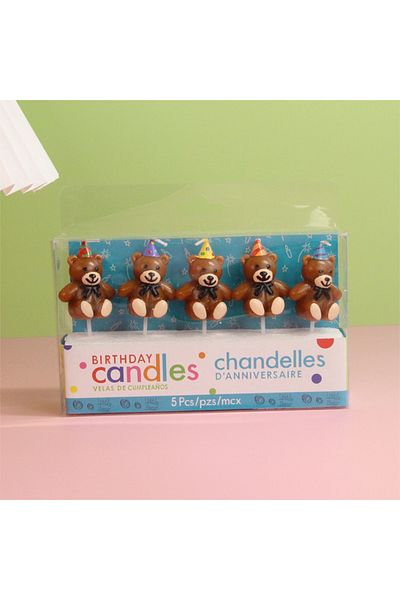 L&Wen 3D Cartoon Candles, Cute Cupcake Candles with Holders, Birthday Decorations, Party Supplies (5 Pcs)