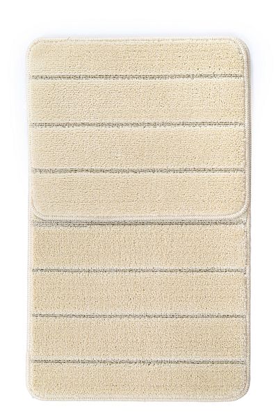 KONFOR Non-Slip Bathroom Mat Set – Soft-Textured, Water Absorbent, Washable New Striped Set (50x80