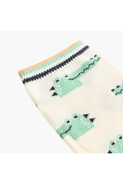 Juniors Alligator Print Ankle Length Socks - Set of 2