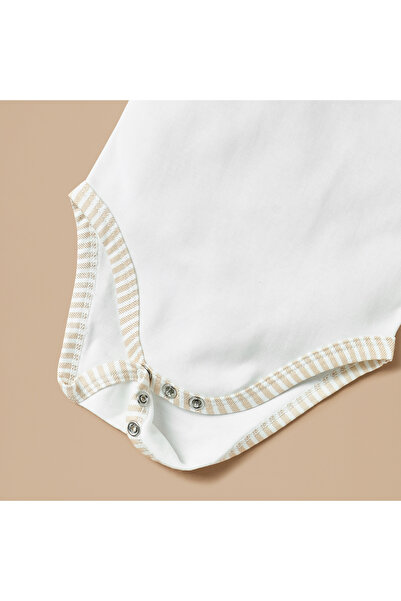 Juniors Typographic Print Sleeveless Bodysuit with Snap Button Closure