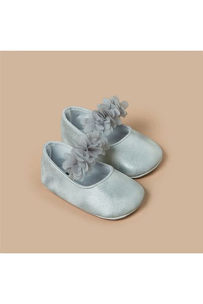 giggles Solid Booties with Floral Accent Strap