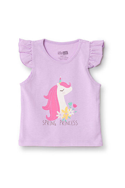 ebebek Hello Baby Hellobaby Baby Girl Basic T-Shirt Crew Neck Tank Top Sleeve Dark Pink