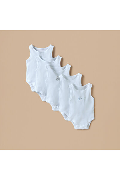 Juniors Ribbed Sleeveless Bodysuit with Button Closure - Set of 5