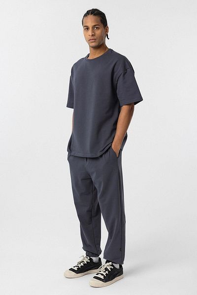 VAMOSCLO Basic Oversize Tracksuit Set with Elastic Legs Smoked