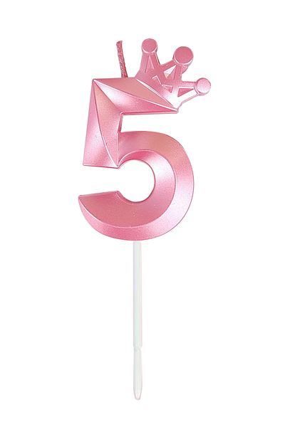 L&Wen Number Birthday Candles, Number 5 Cake Candles for Birthday, Wedding (1Pc, Pink)