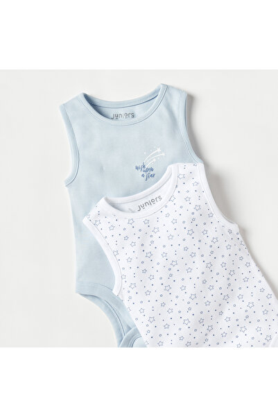 Juniors Star Print Sleeveless Cotton Bodysuit - Set of 2