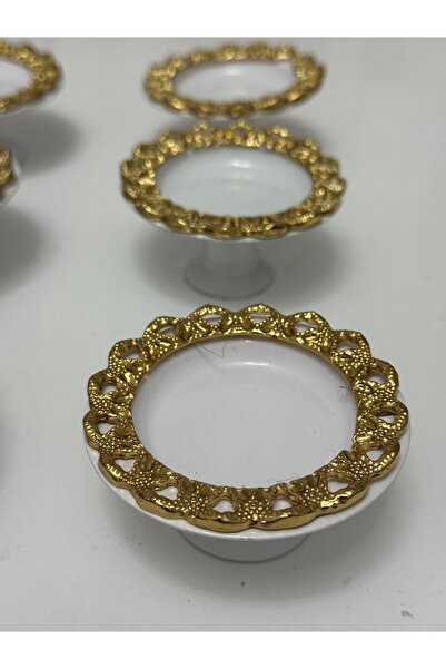 Elzemm store White Color 6 Pieces Gold Frame Makaronluk Coffee so Lokumluk