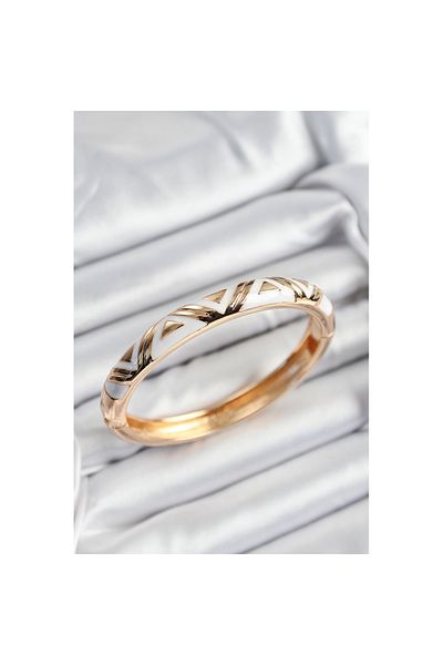 Skygo Mineli Brass White Triangle Motif Gold Color Women's Handcuffs - Tj-Bb7380