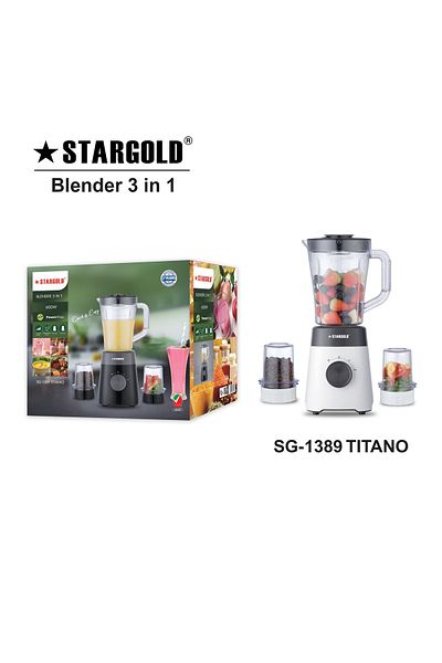 Stargold SG-1389 Titano Blender 3 in 1, 600W – With Grinder & Chopper Jars