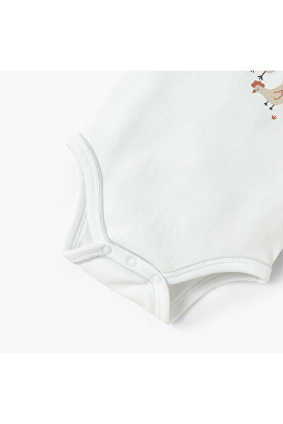 Juniors Farmyard Hen Print Sleeveless Bodysuit with Snap Button Closure