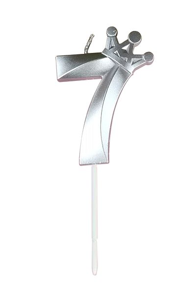 L&Wen Number Birthday Candles, Number 7 Cake Candles for Birthday, Wedding (1Pc, Silver)