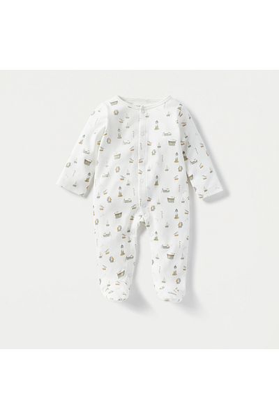 Juniors All-Over Boat Print Closed Feet Sleepsuit with Bib