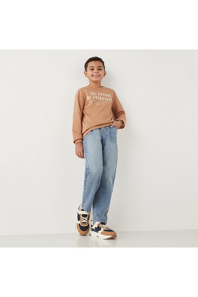 Juniors Typographic Print Pullover with Long Sleeves