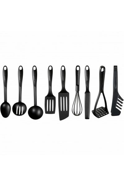 TEFAL Bienvenue 9 Piece Kitchen Utensil Set, Plastic, Black