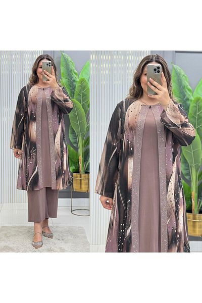 GK Large Size Sandy Chiffon Tunic Suit